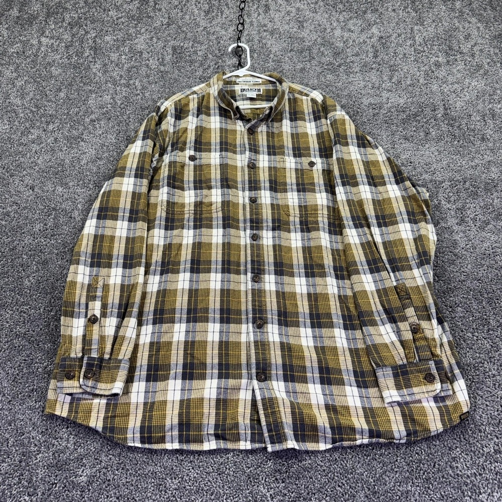 Duluth Trading Co Shirt Mens 3XLT Yellow Plaid Flannel Long Sleeve Button Up